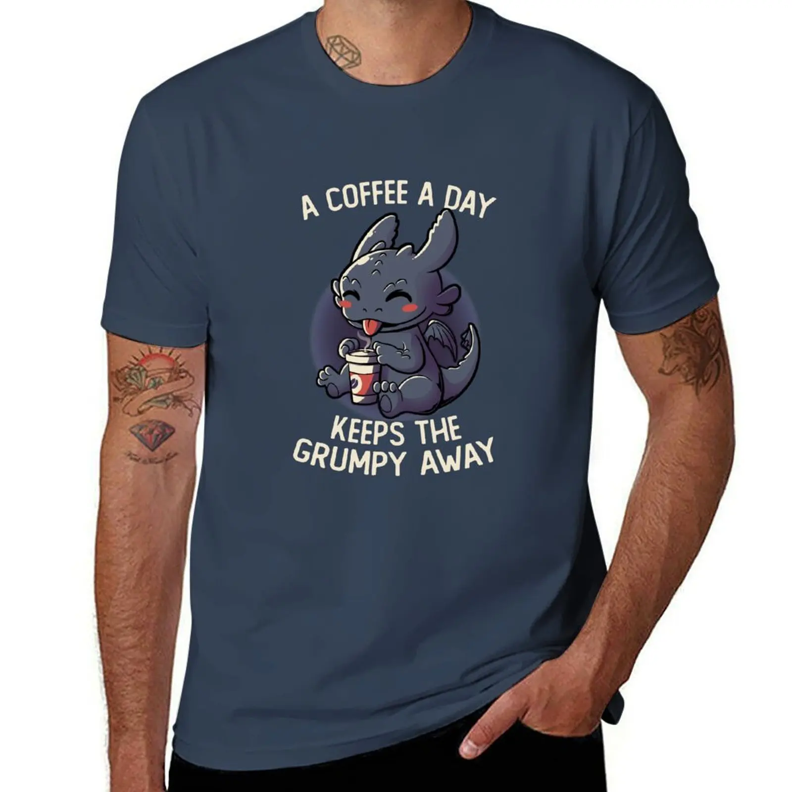 

A Coffee a Day Keeps The Grumpy Away Funny Cute Gift T-Shirt t shirts for man graphic vintage man t shirt luxury T-Shirt