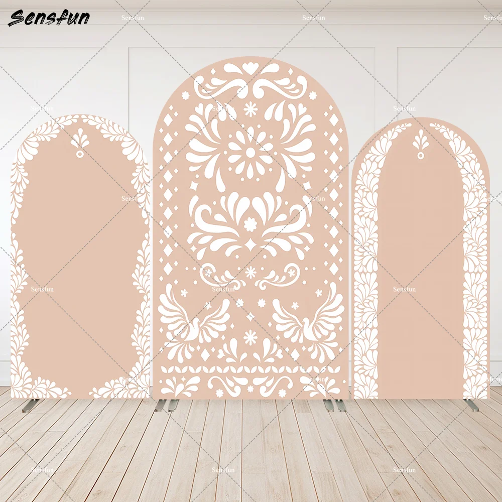 

Cielito Lindo Arch Cover Mexican Talavera Wedding Backdrop Round Top Arch Cover Fabric for Birthday Party Baby Shower Wedding