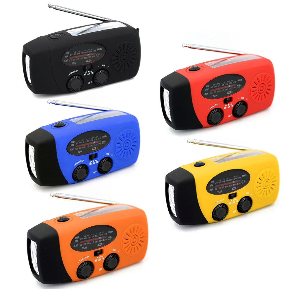 

Emergency Hand Crank Weather Radio Portable Hand FM AM WB NOAA Radio Hand Crank Solar 2000mAh Radio LED Flashlight