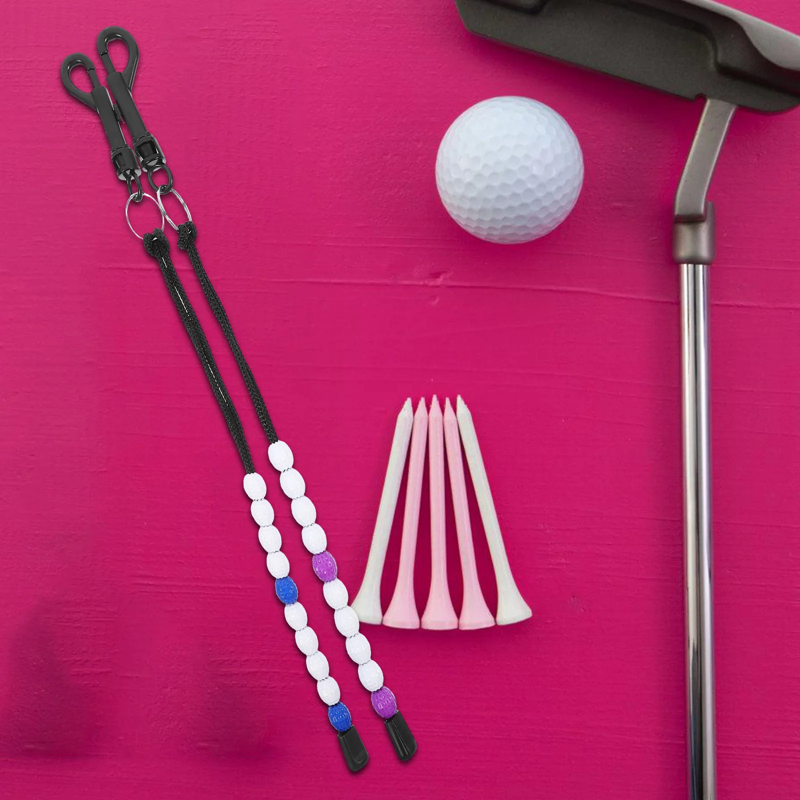 

2pcs Golf Stroke Counter Wrist Chain Abs Nylon Bead Score Keeper Portable Golfing Training Tool Outdoor Scoring Accessory