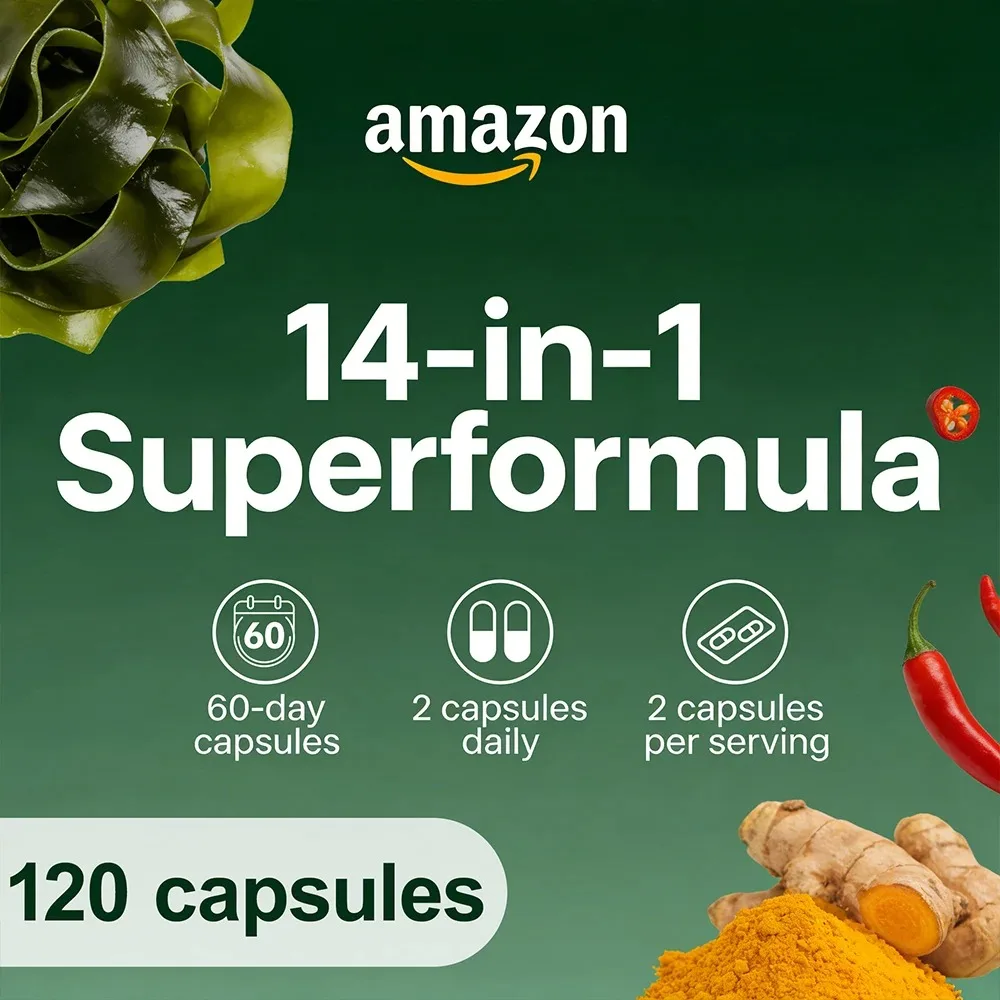 Selenium, Zinc, Iodine, L Tyrosine, Ashwagandha - Support Supplement for Women and Men, 120 Capsules