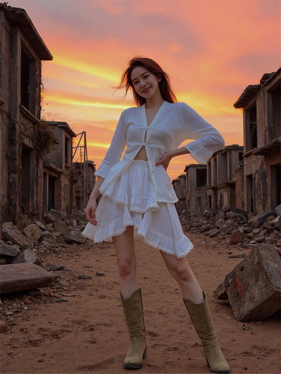 

Мини-юбки с оборками, черно-белые юбки, женские сетчатые воздушные шары, плиссированные многослойные рюши по подолу, легкие богемные шикарные современные юбки для колледжа