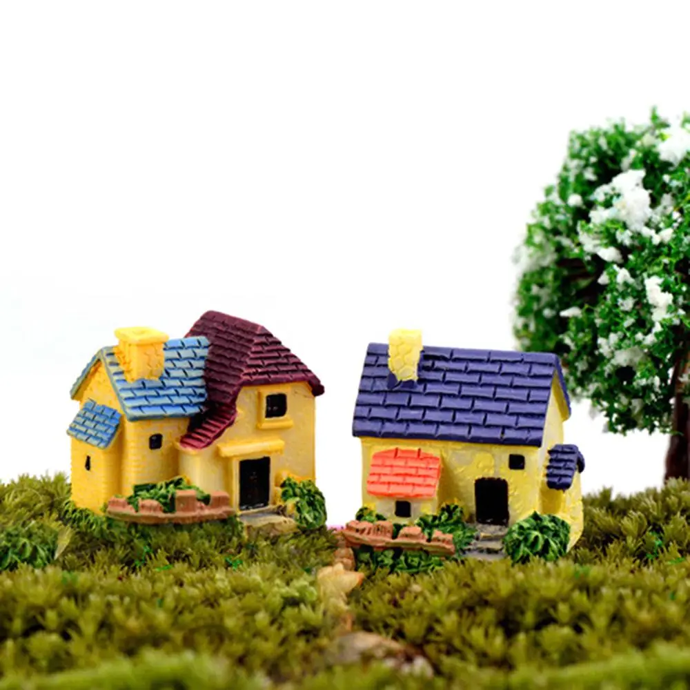 Woodland Mini Micro Landscape Villa House Castle Figurines Fairy Garden Decoration Miniature Ornaments