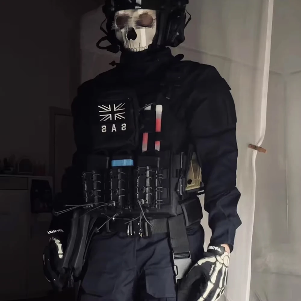 Airsoft Call of Duty 19 COD Ghost Nightwar Style Plate Carrier & Helm Set Call of Duty 19cos Service Comic Exhibition Equipment