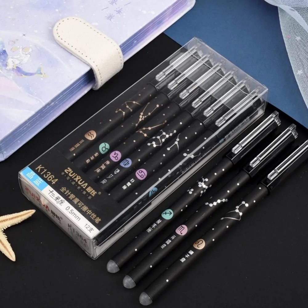 1/12 Pcs 0.5mm Erasable Gel Pen Set Black Blue Ink Ballpoint Pen Writing Tool School Supplies Office Stationery