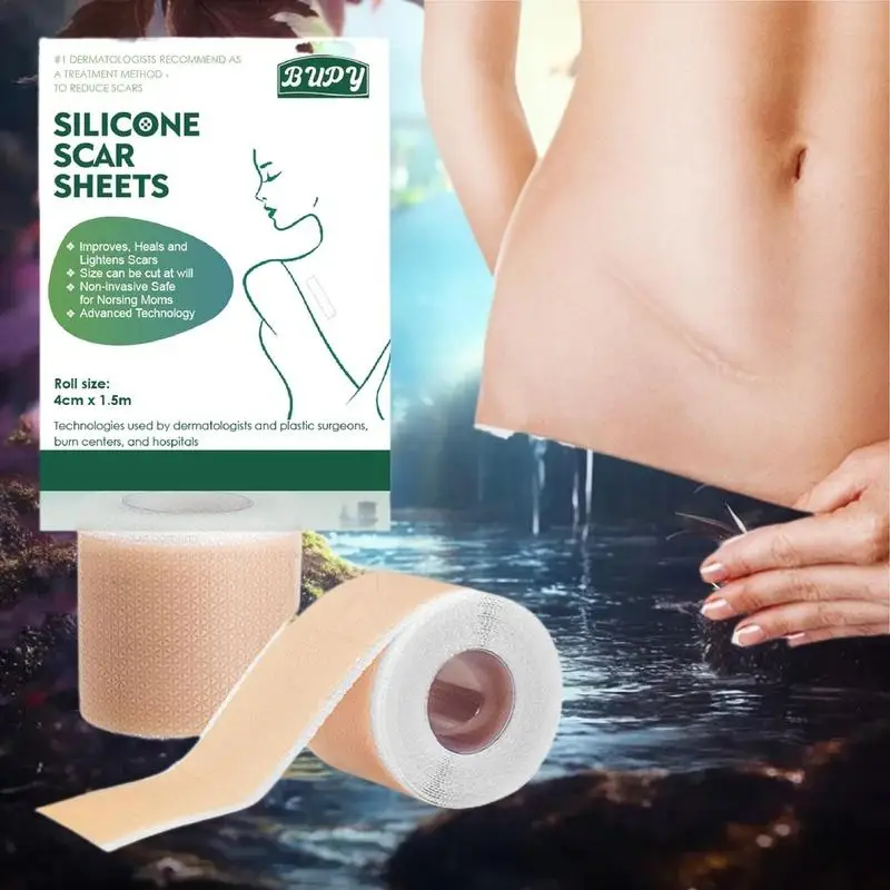 

1 Roll Silicone Scar Sheets Scar Patch 4cmX150cm Invisible Self-Adhesive Scar Cover Tape Reusable And Effective Skin Care Strips