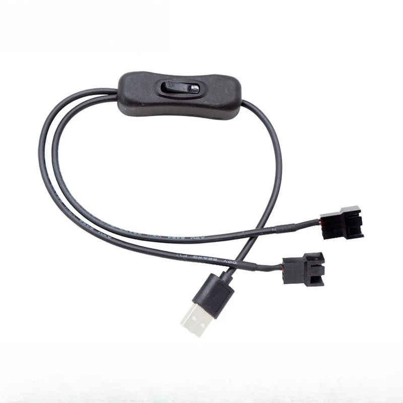 USB to 4Pin Fan Cable with Switch, 5V USB 1 to 2 Splitter Cord for PC Case Cooling Fans