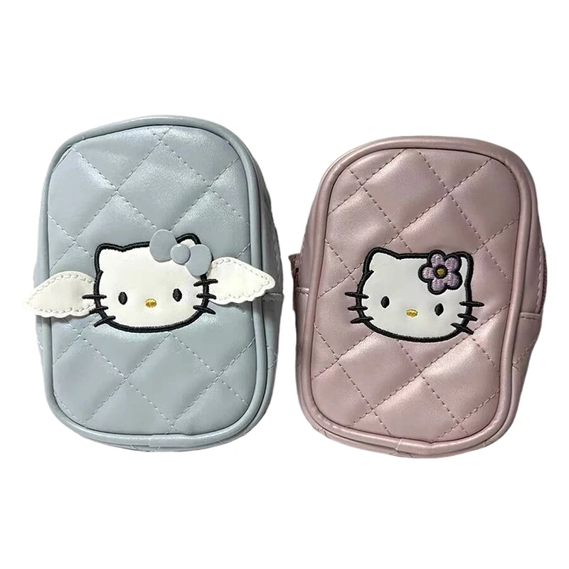 Kawaii Hello Kitty Opbergtas Anime Sanrios Kt Cat Pu Munt Portemonnee Lief Meisje Ccd Camera Tas Draagbare Lippenstift Wisselzak