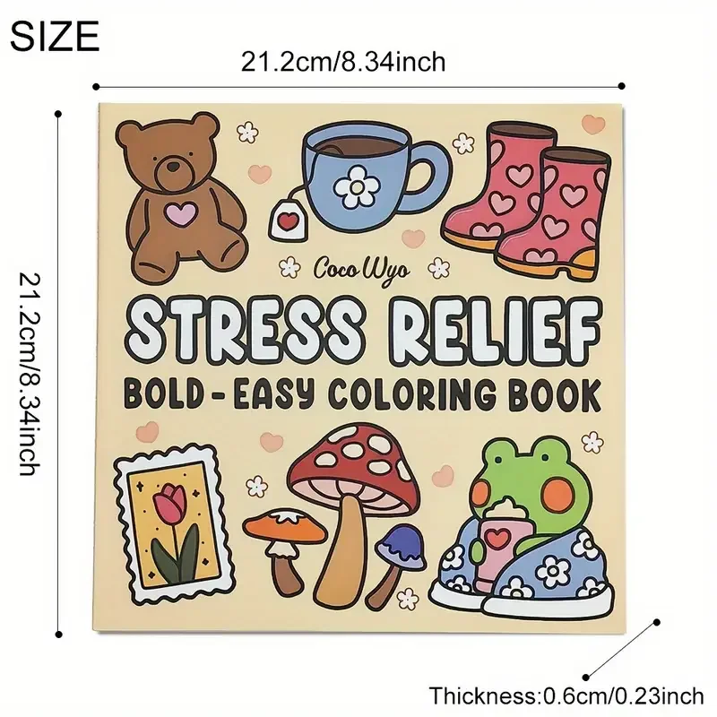 1pc Coco Wyo Stress Relief Adult Coloring Book, 22 Thick Paper Pages,  Bold Designs, No Batteries Required, Ideal for Christmas