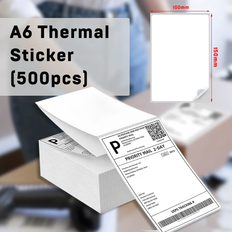 500/350 Sheets 4"x6" Thermal Label Paper 100x150mm Adhesive Stickers For Thermal Shipping Labels DHL UPS Express Barcode Label