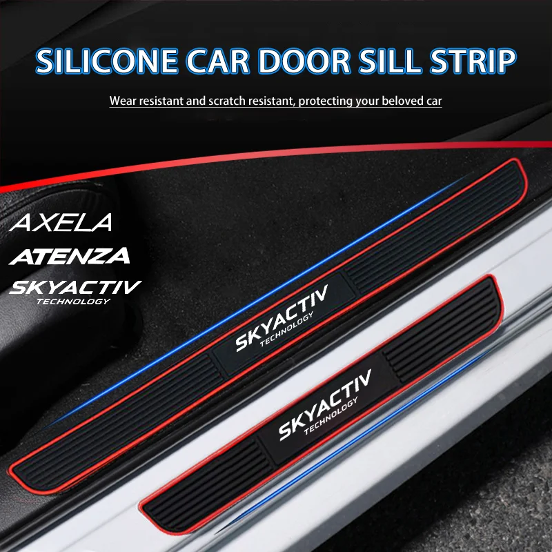 4pcs Rubber Car Door Sill Scuff Covers Door Panel Guards Trim Anti-scratch Parts for Mazda Skyactiv 3 Axela Atenza MX-5 2 5 3 6