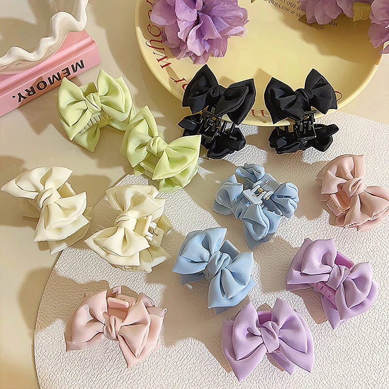 

Women Double Sides Bowknot Gird Hair Claw Elegant Simplicity Hair Clips Bangs Small Hairpins Side Clip Barrette Hair Accessories