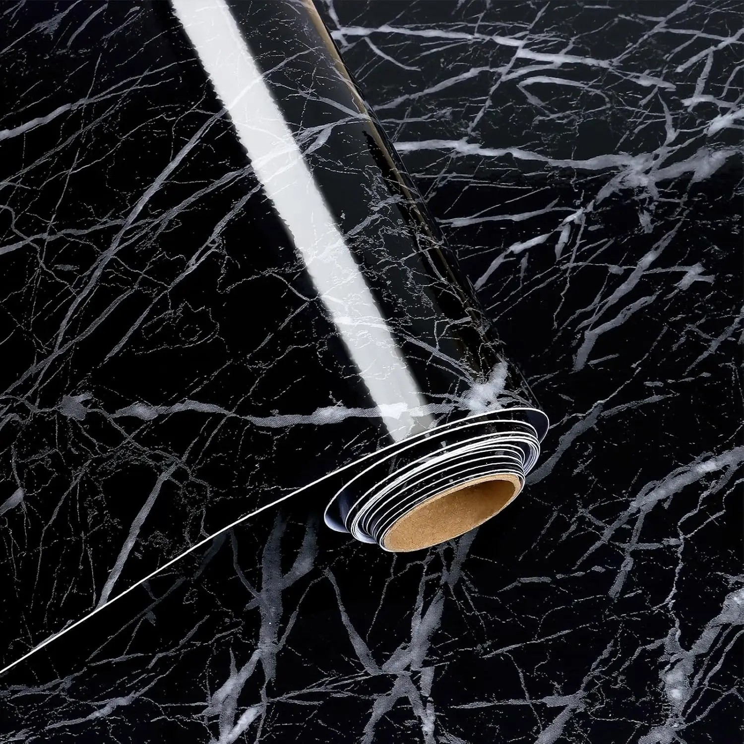 

Glossy Black Marble Contact Paper for Self Adhesive Vinyl Marble Wallpaper Kitchen Bathroom Counter Top Covers