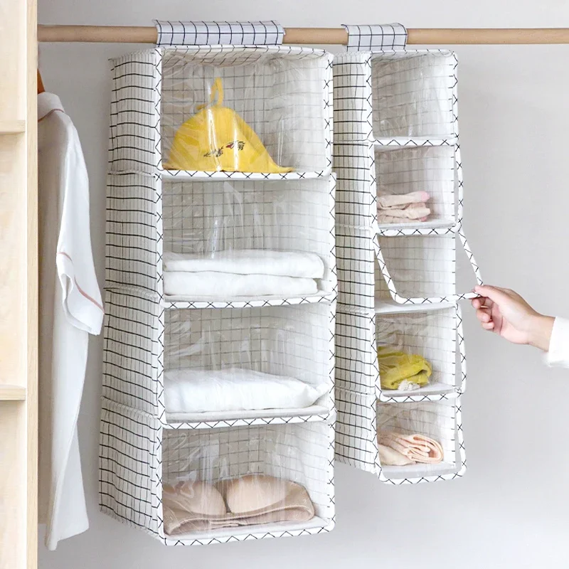 Wardrobe clothes storage rack cotton and linen fabric bra multi-layer dust-proof hanging bag dormitory hanging wardrobe storage