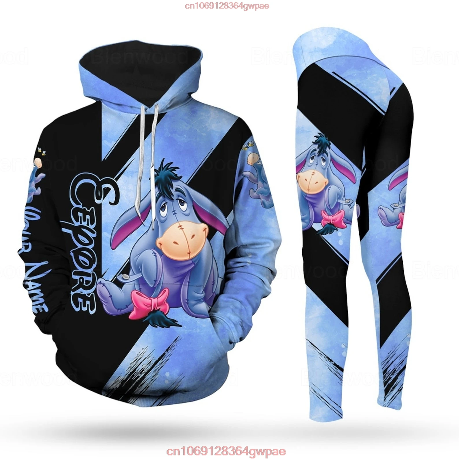 Personalized Eeyore 3D Hoodie Women's Hoodie Yoga Pants Set Disney Winnie The Pooh Yoga Leggings Hoodie Fashion Sports Suit