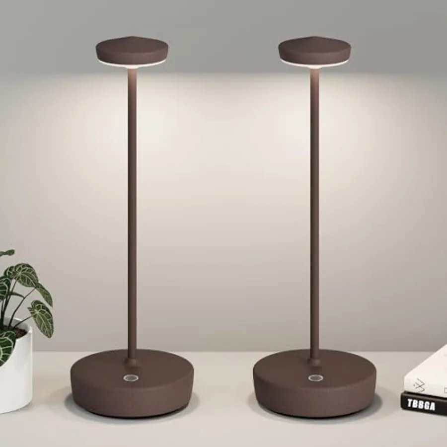 Cordless Table Lamp Rechargeable 2Pack - LED Battery Table Light with 3 Color Temperatures, Stepless Dimming, Waterproof Alumin