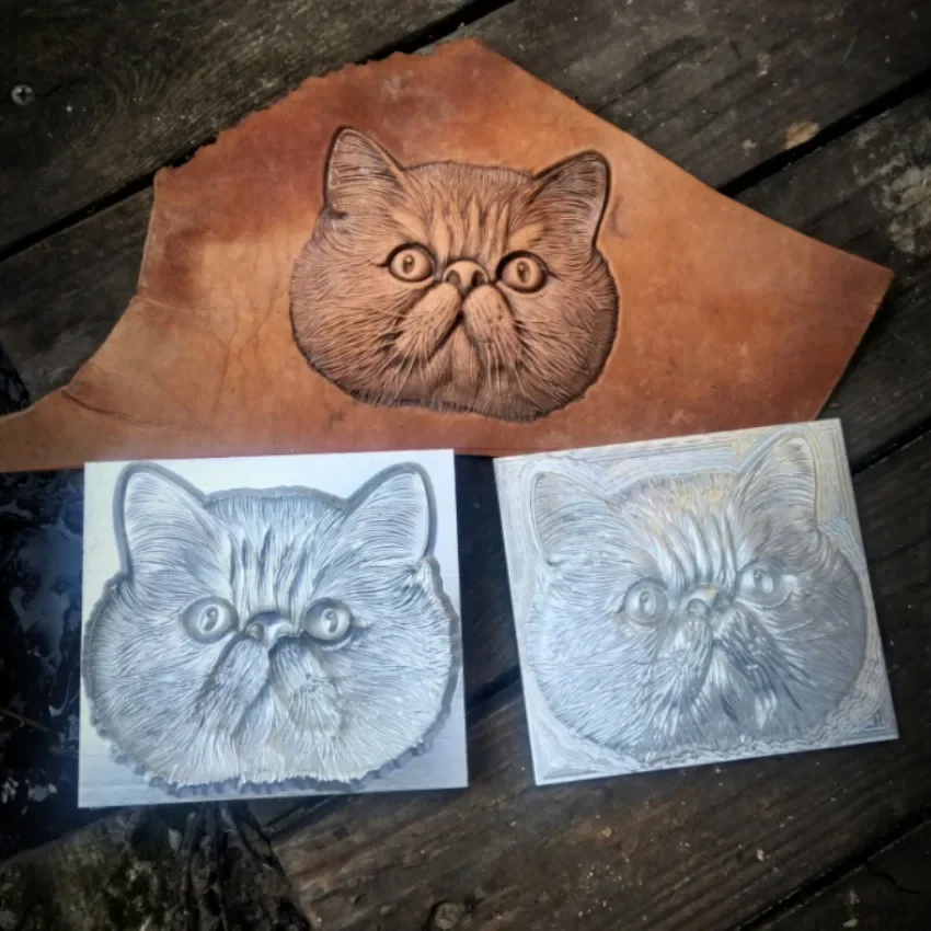 Leather 3D Cat Face Pressing Mold Aluminium Alloy Shaping Stamp Hydraulic Cold Leather Embossing Metal Stamper DIY Craft Bag