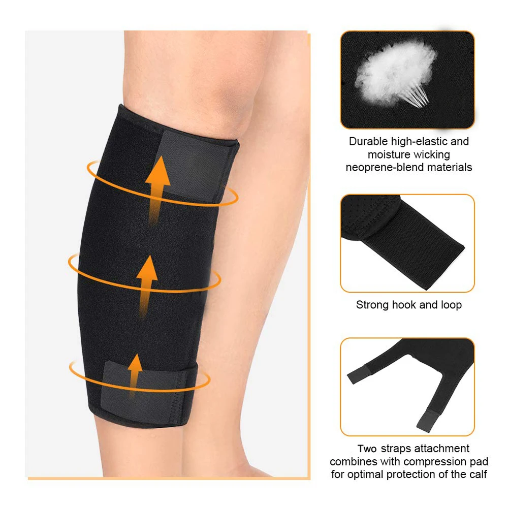 1Pcs Sports Adjustable Calf Compression Brace Shin Splint Guard Leg Support Sleeves Wrap Cycling Running Basketball Football