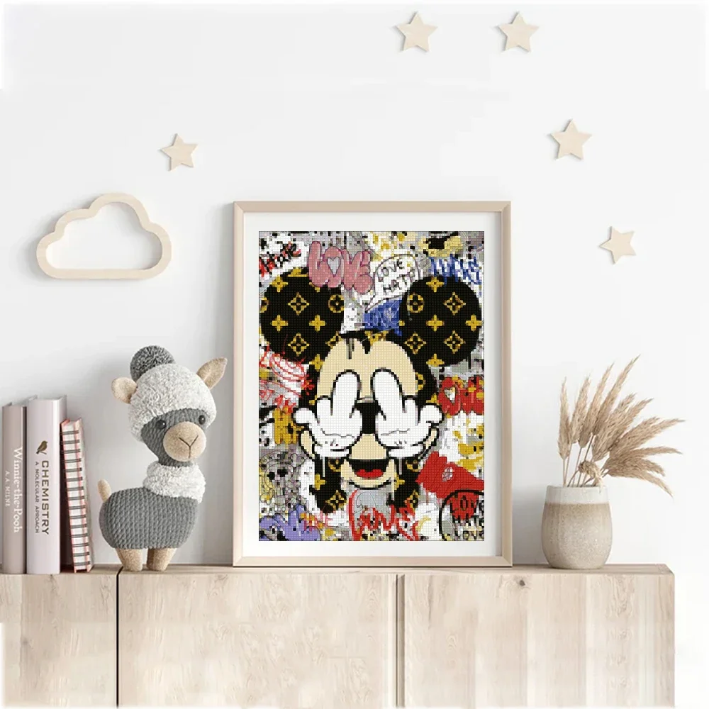 5D DIY Disney Color Mickey Diamond Painting Kit Tidal Graffiti Cross Stitch Handmade Diamond Mosaic Embroidery Art Gift