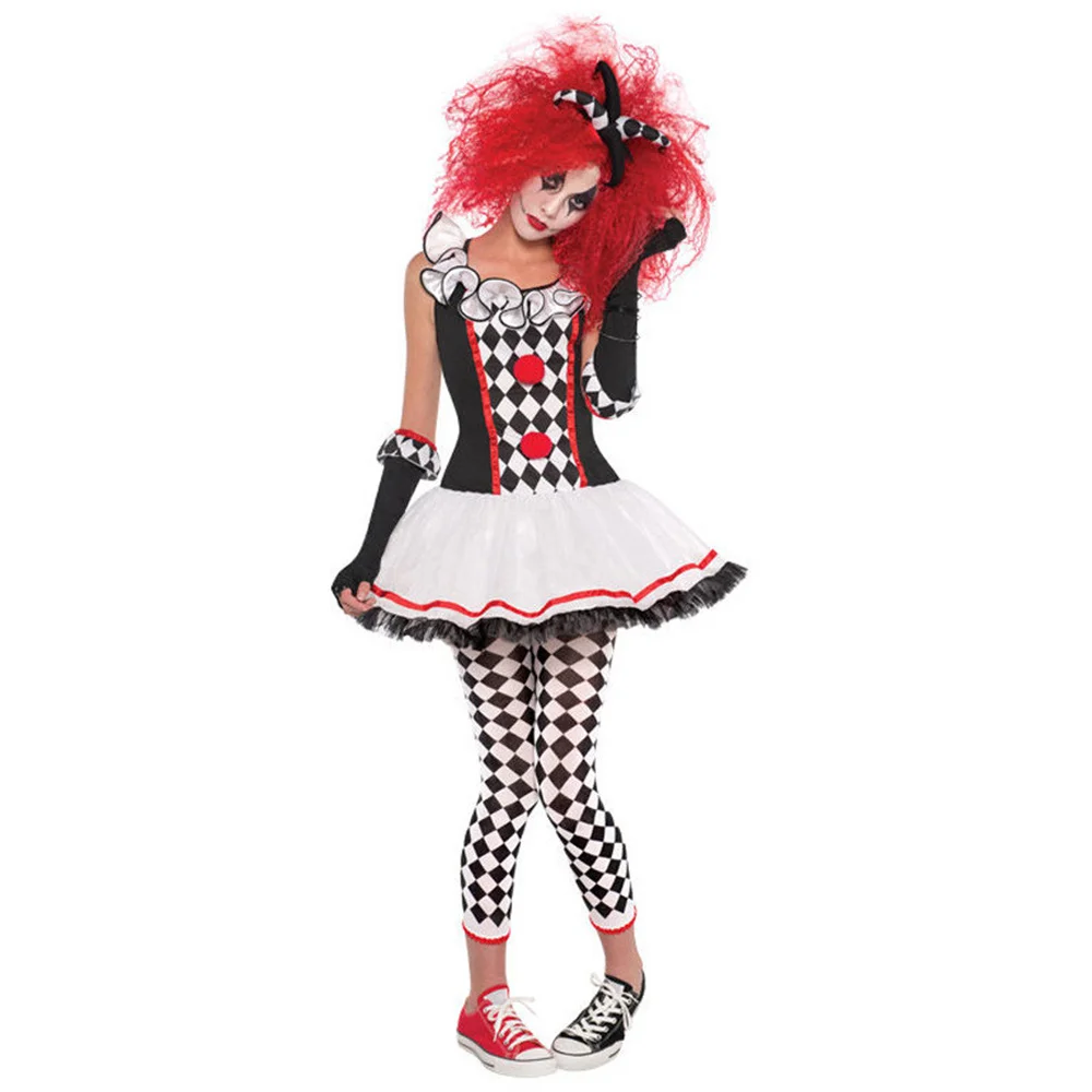 

Women Funny Circus Clown Costume Cosplay Carnival Halloween Fancy Party Dress S-2XL