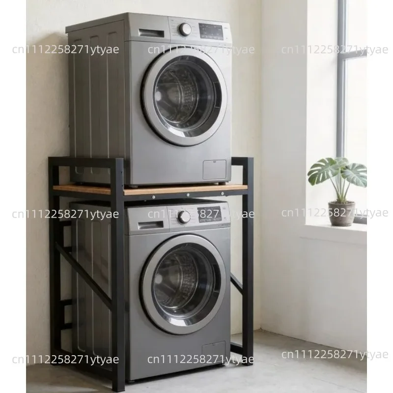 Heavy Duty Washer Dryer Shelf Steel Wood Combo Stackable Storage Rack For Front Load Laundry Organizer