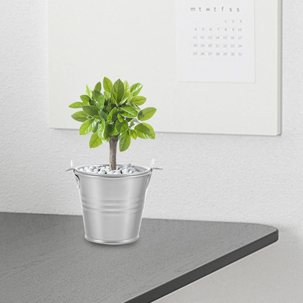 

4 Pcs Candy Color Small Iron Buckets 8x10.5x12cm Tinplate Planters Metal Flower Pots Decorative Succulent Hanging Bucket Garden