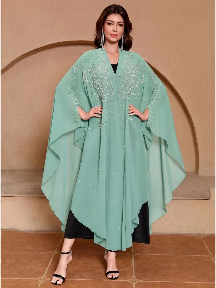 2026 Ramadan Abaya Dubai Kaftan Muslim Hijab Dress African Evening Dresses for Women Kimono Robe Maxi Dress Gowns with Inner