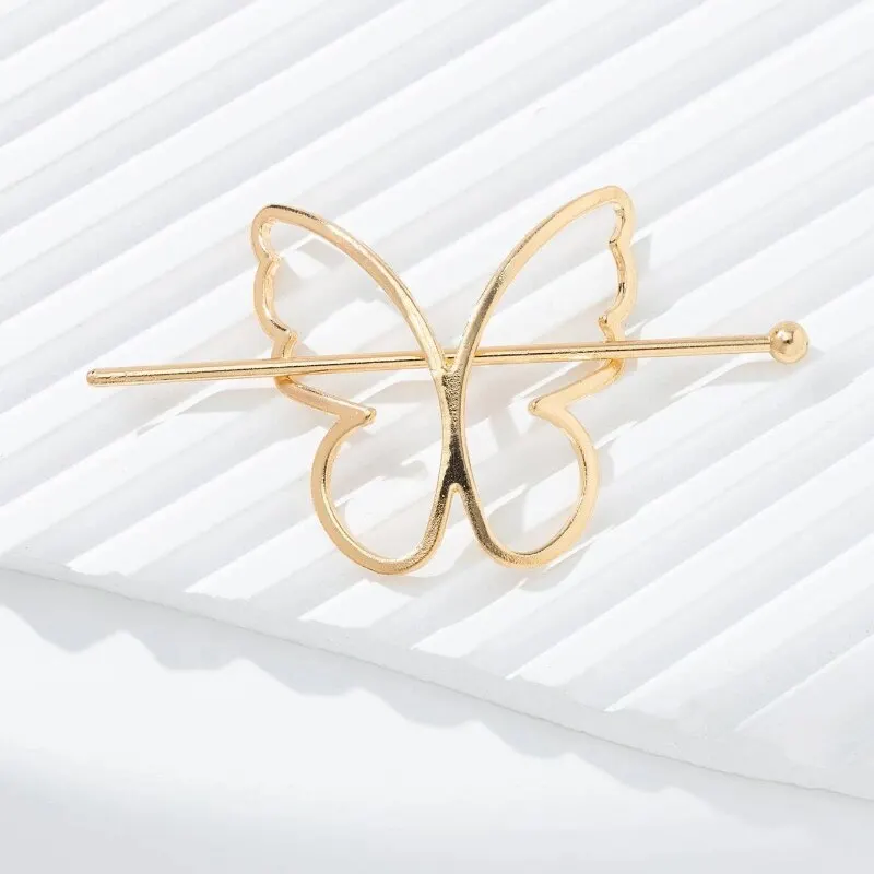 2pcs Metal Exquisite Hairpin Europe And The United States Simple Butterfly Hairpin Hairpin Disc Hair Device