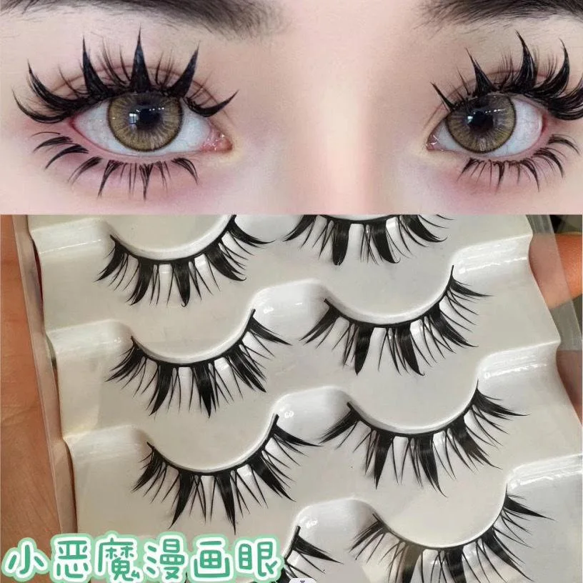 Manga Lashes 5 pairs Eyelashes 3D Natural False Lashes Cosplay Cross  Black Eye Eyelash Extension Makeup Tools