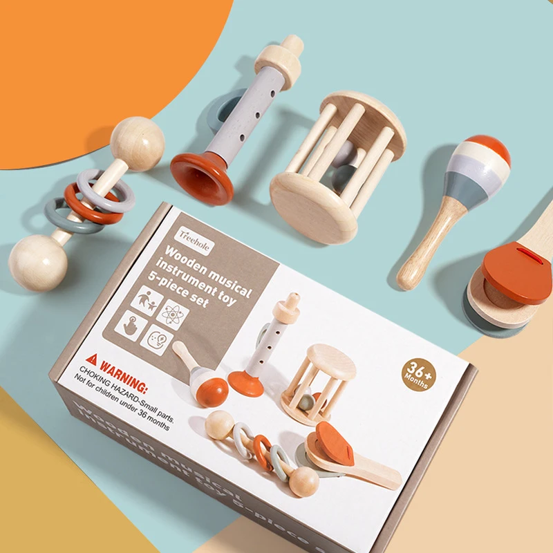 5 pièces bébé Instruments de musique hochet sensoriel jouets début éducatif bébé jouets musicaux Montessori jouets cadeaux d'anniversaire pour les enfants