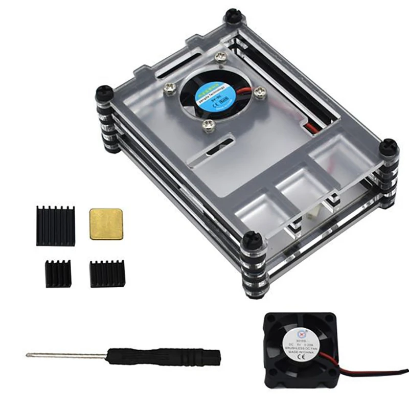 

Acrylic for Case for 4 Model with Cooling Fan Heatsinks for Raspb