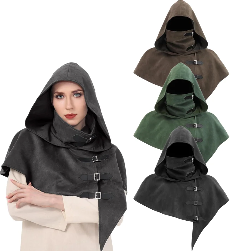 

Adult Unisex Solid Color Halloween Death Monk Clothing Monk Robe Wizard Cloak Medieval Hooded Cloak Cosplay Party Halloween Stag