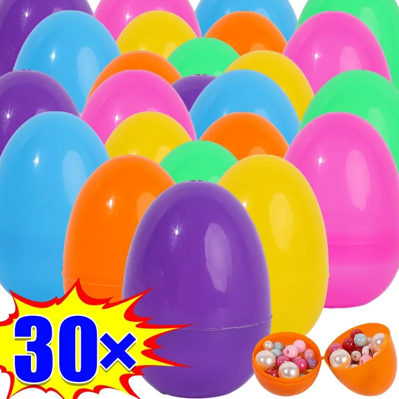 10/30PCS Plastic Easter Egg Color Fillable Opening Eggshell Home Party Easter Decoration Candy Gift Packing Box Kids Gift Supply