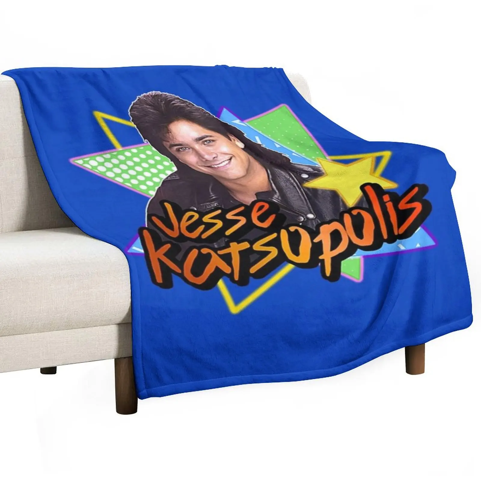 Uncle Jesse Katsopolis Full House 90s Tribute Throw Blanket Softest Soft Big Summer Beddings Cute Plaid Nap Blankets