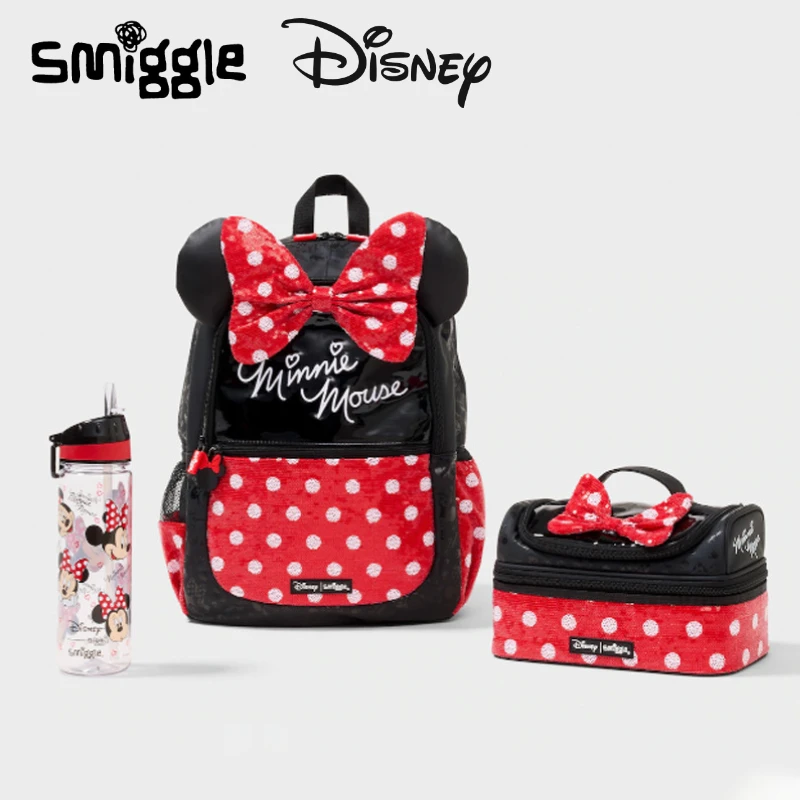 Oryginalny Australia Smiggle Disney Minnie Mouse plecak tornister studencki pudełko na artykuły biurowe torba na drugie śniadanie automatyczny