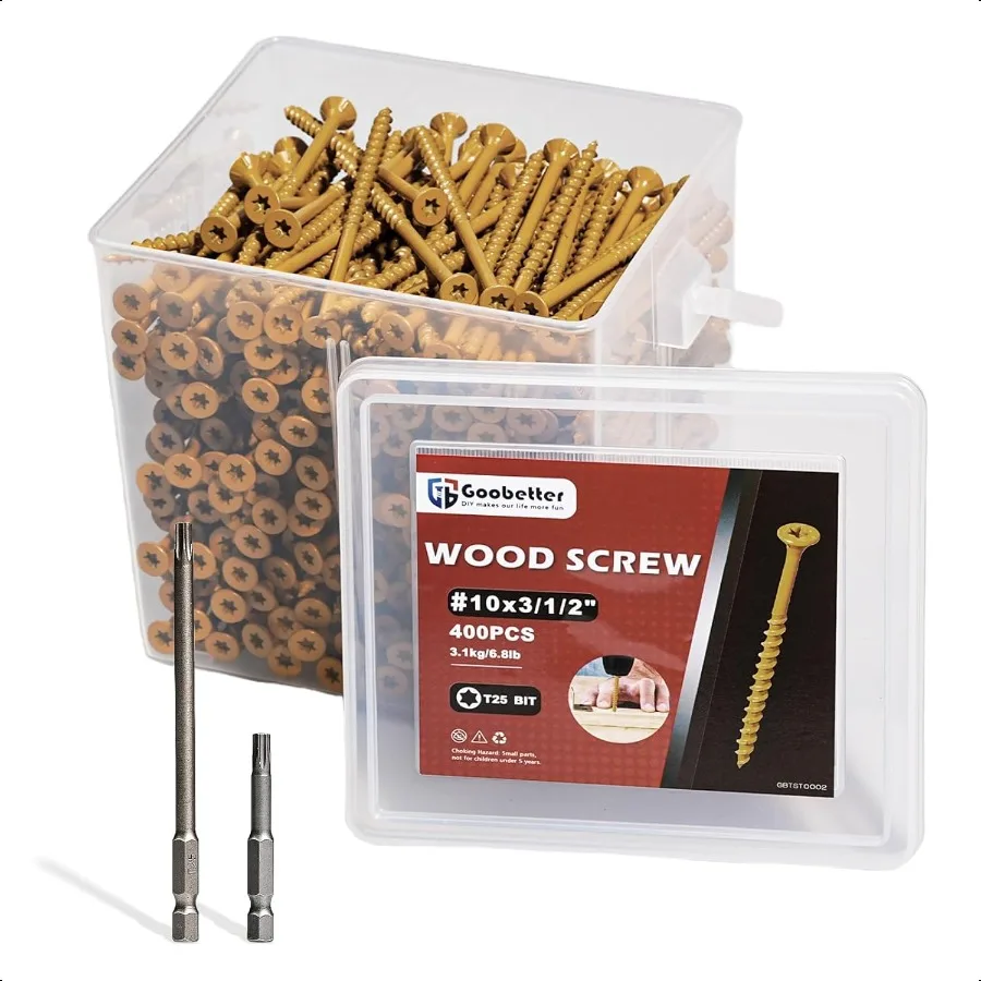 

Deck Screws 31 2 Inch 400 Pcs Wood Screws 10 x 31 2 Rust Resistant Exterior Construction Fence Screws Torx Star Drive Head 2 Pc