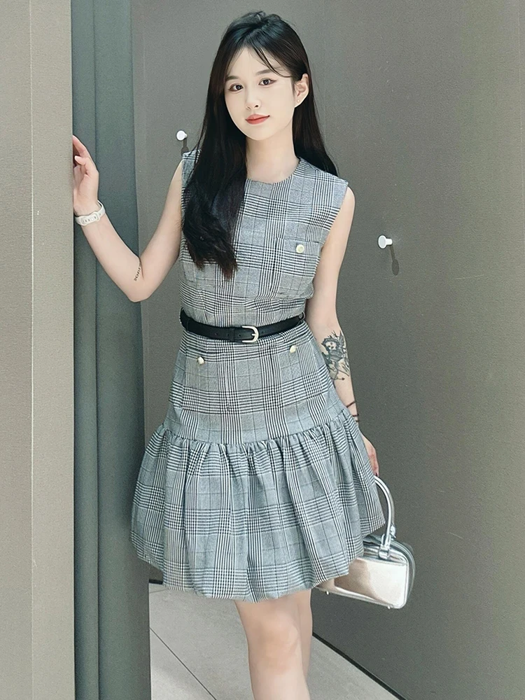 เสื้อกั๊กทรงเอเอวสูง ลายดอกไม้ แฟชั่นฤดูใบไม้ผลิ ฤดูร้อน ฤดูใบไม้ร่วง พร้อมเข็มขัด ดีไซน์หรูหรา สไตล์ผู้หญิง ผลิตจากเส้นใยโพลีเอสเตอร์