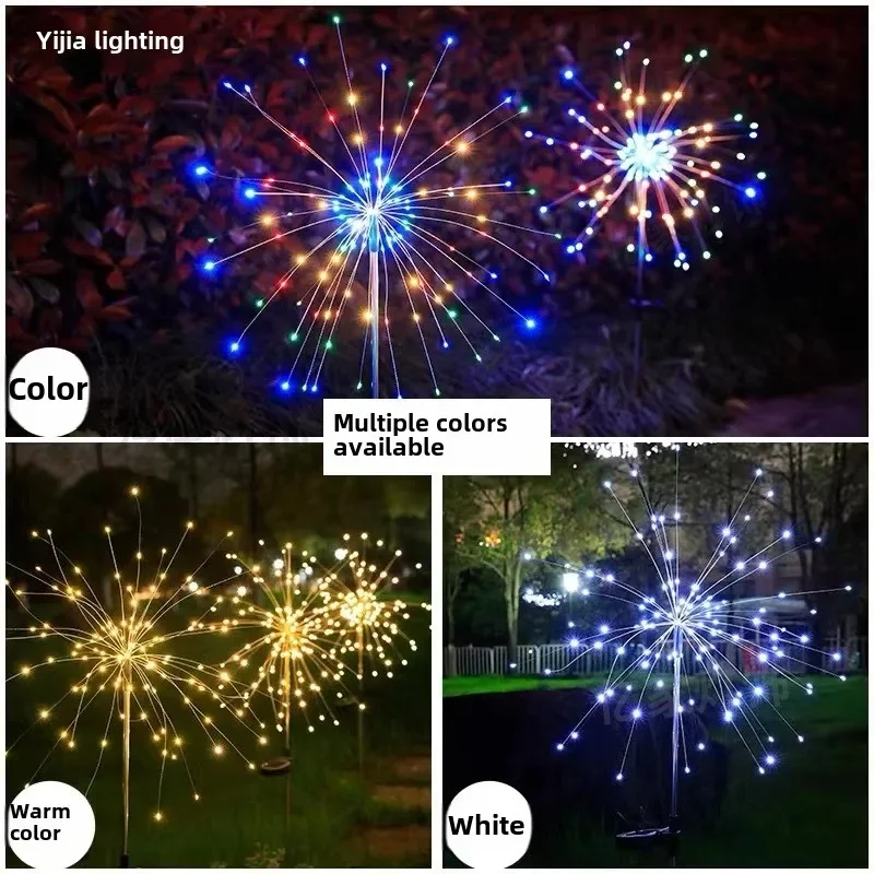 Luces solares de fuegos artificiales para exteriores IP65, impermeables, 8 modos de iluminación, guirnalda de luces, iluminación navideña, decoración de jardín