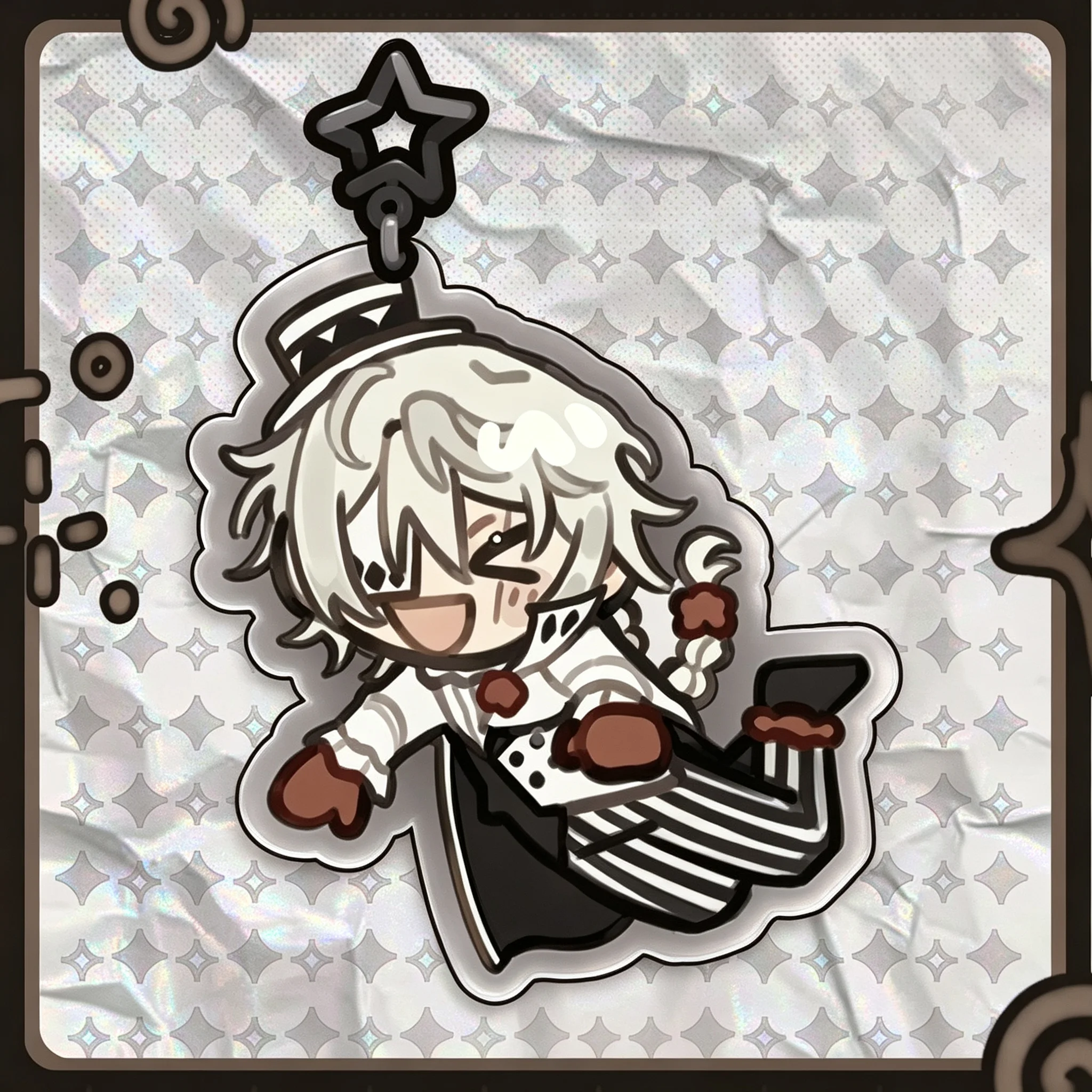 BunGou StrayDogs Acrylic Keychain, DeCay Of Angels Q Version Character Key Ring,Collectible Charm Gift for Anime Fans
