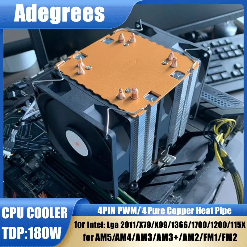 X99 CPU Air-Cooled Cooler 4 Heat Pipe PC Processor Radiator for Intel LGA 1366 1700 1200 1150 1151 1155 2011 X79 AMD AM3 AM4 AM5