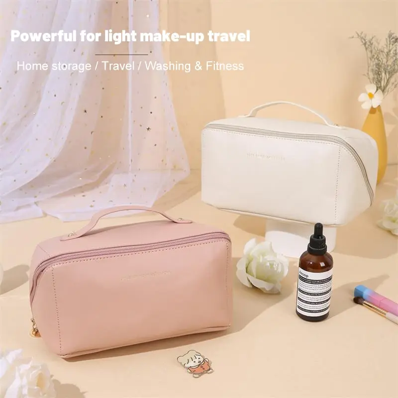 1pc Pink/White Women Large Capacity Travel Cosmetic Bag Travel Cosmetic Bag Women Toiletries Storage Make Up Case Tool