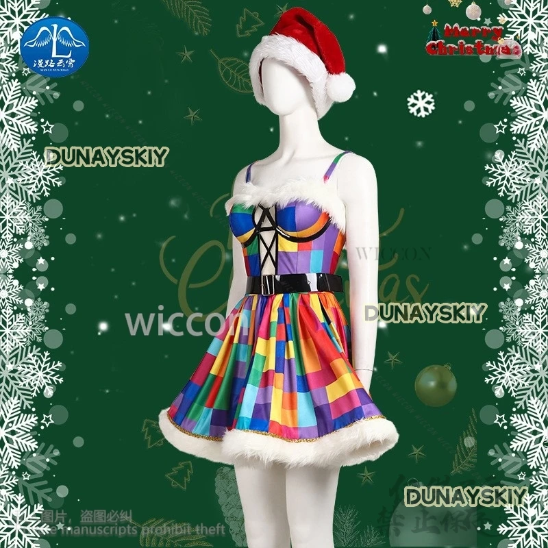 2024 New Christmas Costume Dress Lolita Santa Hat For Mrs Claus Women Girls Halloween Christmas Fancy Party Cosplay Customized