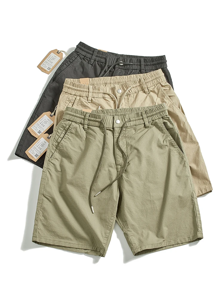 

Summer New American Retro Thin Quick Dry Cargo Shorts Men's Fashion 98% Cotton Loose Washed Resilience Casual Five-point Pants
