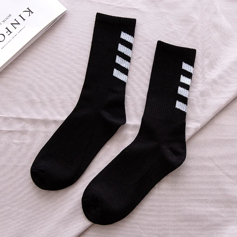 Nowa moda Bawełna Czarny Biały Pasek Crew Skarpety Męskie Sportowe Hip Hop Deskorolka Blaze Street Happy Long Sox Męskie Calcetines Soks — zdjęcie 6