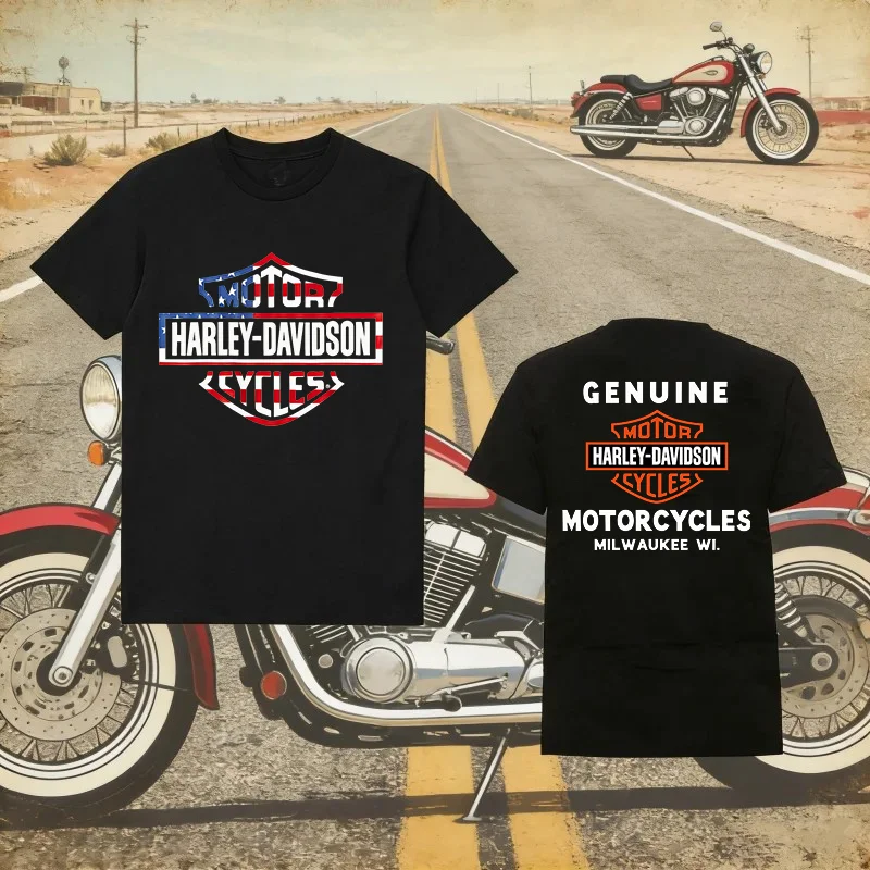 Neues Harley Davidson Motorrad-T-Shirt, Sommer-T-Shirt für Herren und Damen, Baumwolle, bedruckt, atmungsaktiv, für Damen, Outdoor-Sport, Fitness-Tops