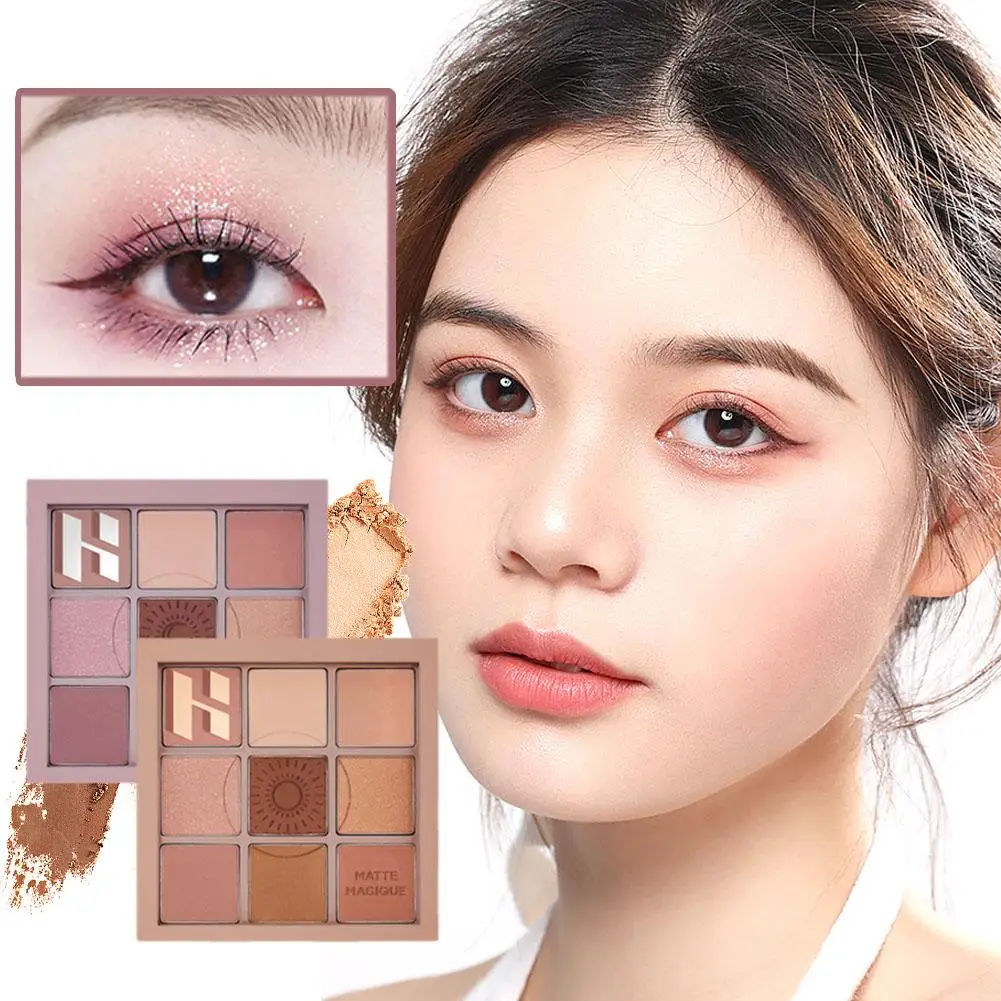 9 colors Eyeshadow Palette Rose Pink Color Pearly Matte Eye Shiny Make Pigments Glitter Up Eyeshadow Eye Shadow Pallete H4G0