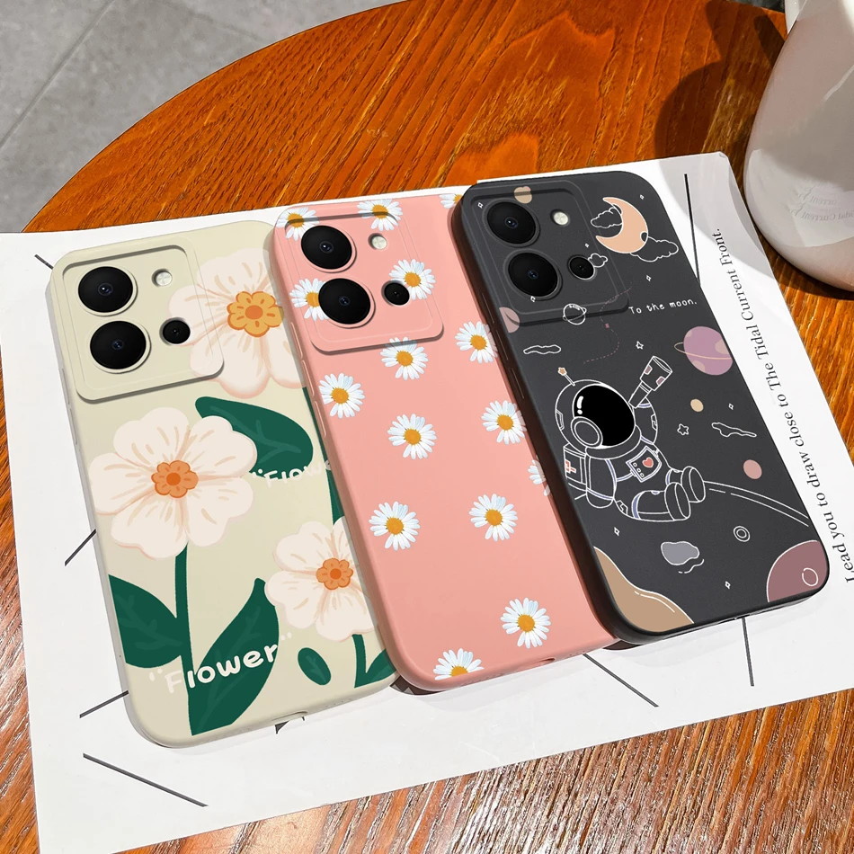 Case For Vivo Y36 4G 5G Flower Soft Liquid Silicone Upgrade Camera Protection Phone Back Cover For Vivo Y 36 VivoY36 Coque Funda