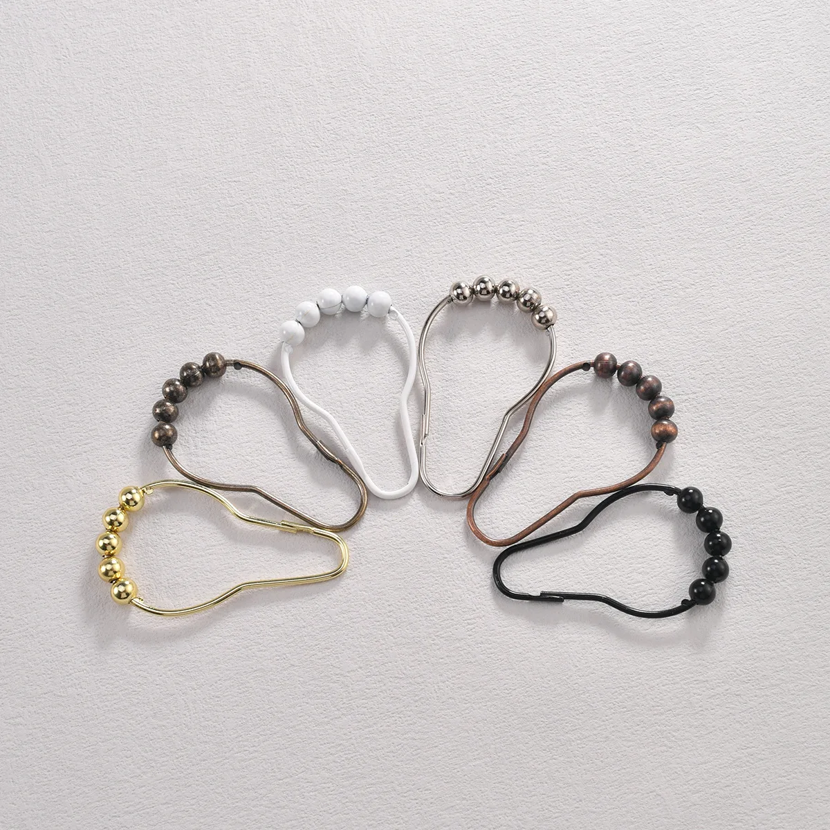 Gancho de cortina de ducha chino, hebilla de calabaza de cinco bolas, clip de anillo de cortina, accesorios de material de hierro, nuevo