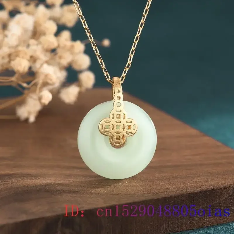 Pendentif en Jade et beignet vert pour femmes, bijoux en pierre naturelle, collier, amulette en argent 925, cristal, breloque, cadeaux calcédoine