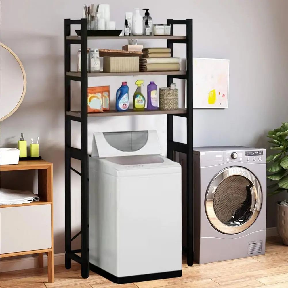 1 Set Freestanding Bathroom Shelf Multi-layer Space-saving Toilet Storage Rack Metal Strong Load-bearing Bathroom Organizer